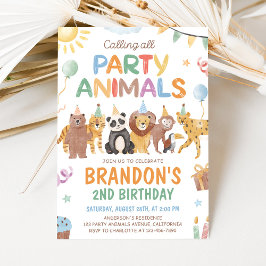 Calling All Party Animals Birthday Invitation Kaart