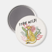 Calling All Party Animals Cheetah Birthday Favors Magneet (Voorkant / Achterkant)