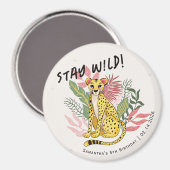 Calling All Party Animals Cheetah Birthday Favors Magneet (Voorkant / Achterkant)