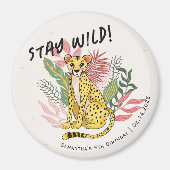 Calling All Party Animals Cheetah Birthday Favors Magneet (Voorkant)