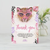 Calling All Party Animals - Leopard Birthday Bedankkaart (Staand voorkant)