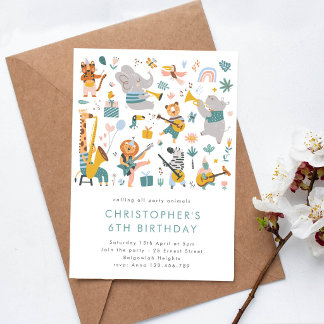 Calling all party animals Safari Animals Birthday  Kaart