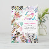 Calling All Party Animals Safari Birthday Kaart (Staand voorkant)
