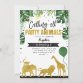 Calling All Party Animals Safari Birthday Kaart (Voorkant)