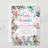 Calling All Party Animals Safari Birthday Kaart (Voorkant)