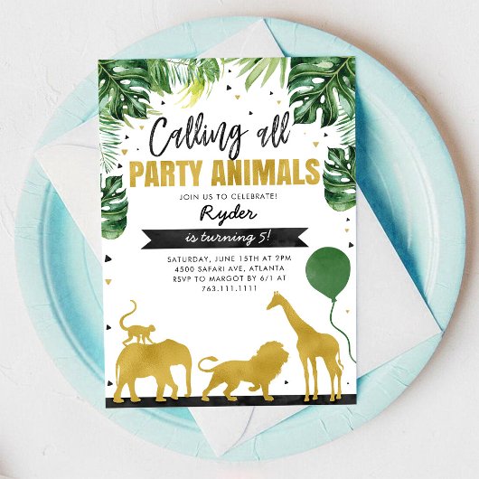 Calling All Party Animals Safari Birthday Kaart