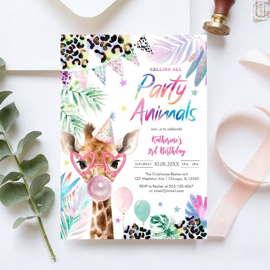 Calling All Party Animals Safari Birthday Kaart