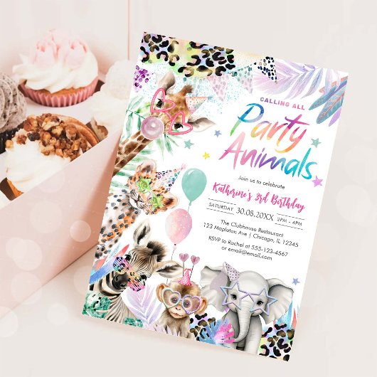 Calling All Party Animals Safari Birthday Kaart