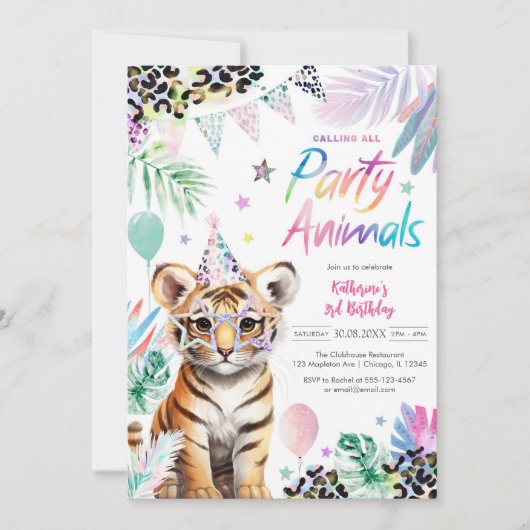 Calling All Party Animals Safari Birthday Kaart (Voorkant)