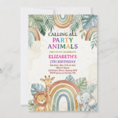 Calling All Party Animals Safari Zoo Birthday Kaart (Voorkant)