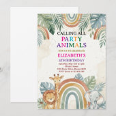 Calling All Party Animals Safari Zoo Birthday Kaart (Voorkant / Achterkant)