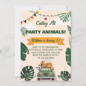 Calling All Party Animals Safari Zoo Birthday Kaart (Voorkant)
