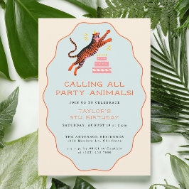 Calling All Party Animals Tiger Kids Birthday Kaart
