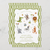 Calling All Party Animals Wild Safari Birthday Kaart (Voorkant / Achterkant)