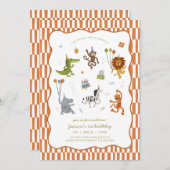 Calling All Party Animals Wild Safari Birthday Kaart (Voorkant / Achterkant)