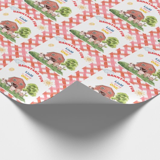 Calling All Party Farm Animals 1st Birthday Cadeaupapier (Hoek)