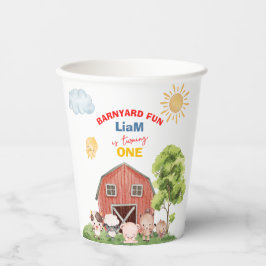 Calling All Party Farm Animals 1st Birthday Papieren Bekers