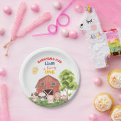 Calling All Party Farm Animals 1st Birthday Papieren Bordje (Feest)