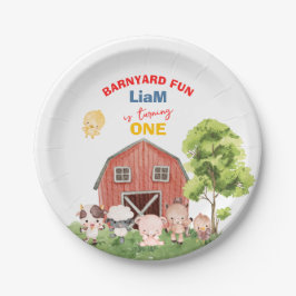 Calling All Party Farm Animals 1st Birthday Papieren Bordje