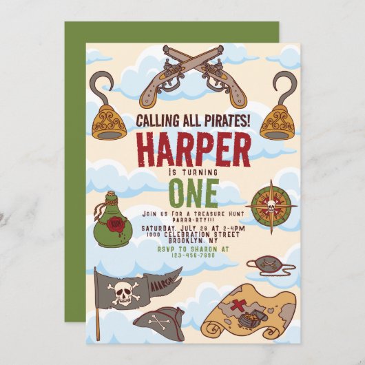 Calling All Pirates praat als een piratenverjaarda Kaart (Voorkant / Achterkant)