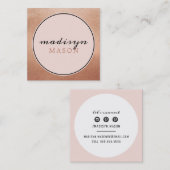 CALLING CARD cirkel rand blush roze rose goud Vierkante Visitekaartje (Voorkant / Achterkant)