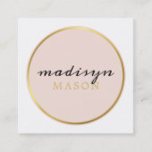 CALLING CARD cirkel rand chique blush roze goud Vierkante Visitekaartje (Voorkant)