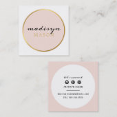 CALLING CARD cirkel rand chique blush roze goud Vierkante Visitekaartje (Voorkant / Achterkant)