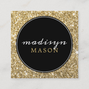 CALLING CARD cirkel rand chique zwart goud glitter Vierkante Visitekaartje