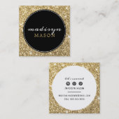CALLING CARD cirkel rand chique zwart goud glitter Vierkante Visitekaartje (Voorkant / Achterkant)