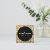 CALLING CARD cirkel rand chique zwart goud glitter Vierkante Visitekaartje (Staand voorkant)