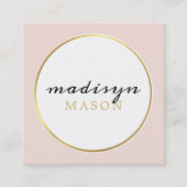 CALLING CARD cirkel rand zwart goud blush roze Vierkante Visitekaartje (Voorkant)