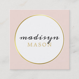 CALLING CARD cirkel rand zwart goud blush roze Vierkante Visitekaartje