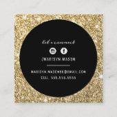 CALLING CARD cirkel rand zwart goud glitter Vierkante Visitekaartje (Achterkant)