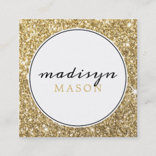 CALLING CARD cirkel rand zwart goud glitter Vierkante Visitekaartje