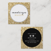 CALLING CARD cirkel rand zwart goud glitter Vierkante Visitekaartje (Voorkant / Achterkant)
