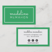 CALLING CARD preppy moderne chique vet smaragdgroe Visitekaartje (Voorkant / Achterkant)