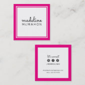 CALLING CARD vierkant preppy modern hollywood roze Vierkante Visitekaartje (Voorkant / Achterkant)