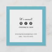 CALLING CARD vierkant preppy modern turquoise blau Vierkante Visitekaartje (Achterkant)