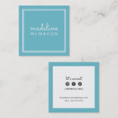 CALLING CARD vierkant preppy modern turquoise blau Vierkante Visitekaartje (Voorkant / Achterkant)