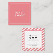 CALLING CARD vierkante rand modern koraal roze wit Vierkante Visitekaartje (Voorkant / Achterkant)