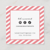 CALLING CARD vierkante rand modern koraal roze wit Vierkante Visitekaartje (Achterkant)