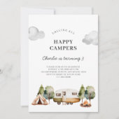Calling Happy Campers Kid's Birthday Invitation Kaart (Voorkant)