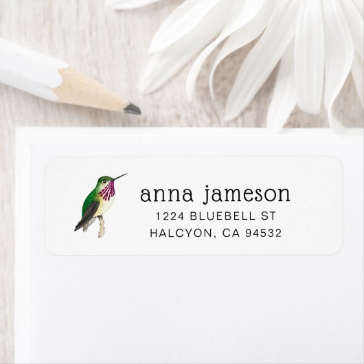 Calliope Hummingbird Address Label (Insitu)