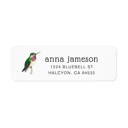 Calliope Hummingbird Address Label (Voorkant)