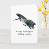 Calliope Hummingbird met naam Kaart (Gele Bloem)