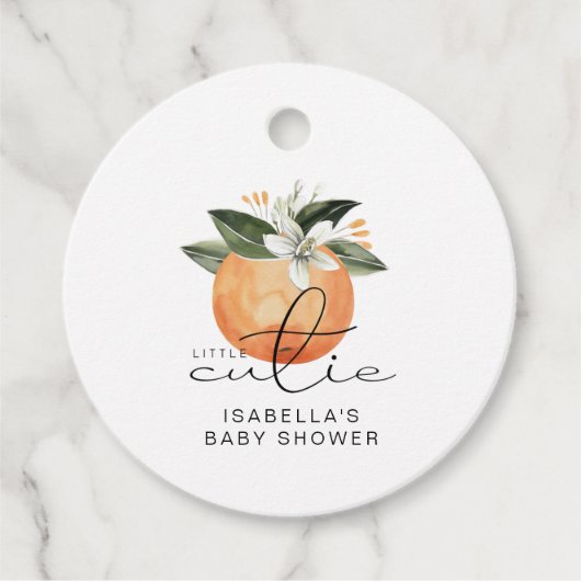 CALLIOPE Little Cutie Clementine Baby shower Bedankjes Labels (Voorkant)