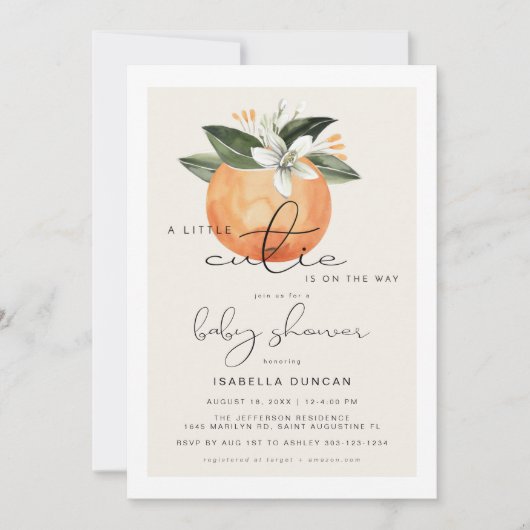 CALLIOPE Little Cutie Clementine Baby shower Kaart (Voorkant)