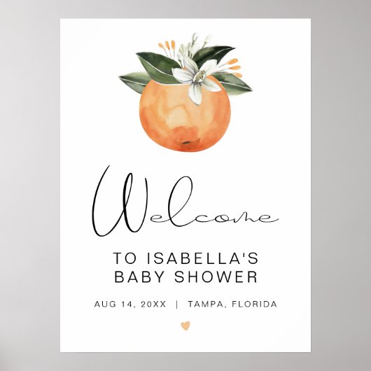 CALLIOPE Little Cutie Clementine Baby shower Poster (Voorkant)