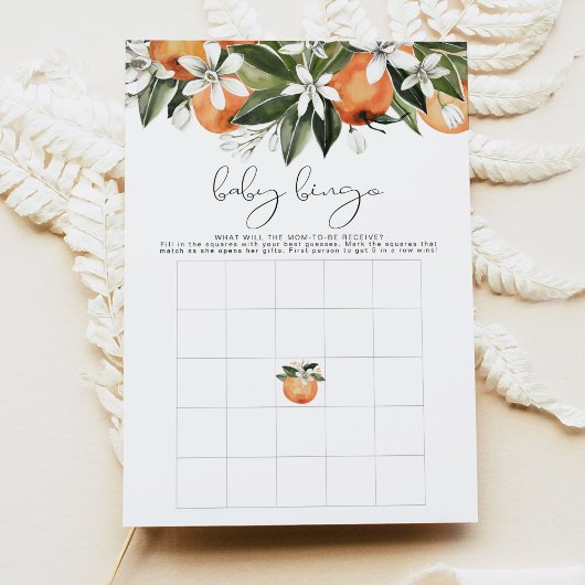 CALLIOPE Little Cutie Oranje Baby shower Bingo Kaart