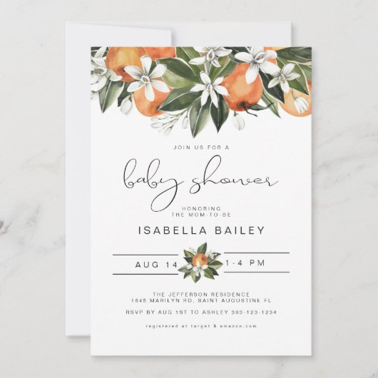 CALLIOPE Little Cutie Oranje Baby shower Kaart (Voorkant)